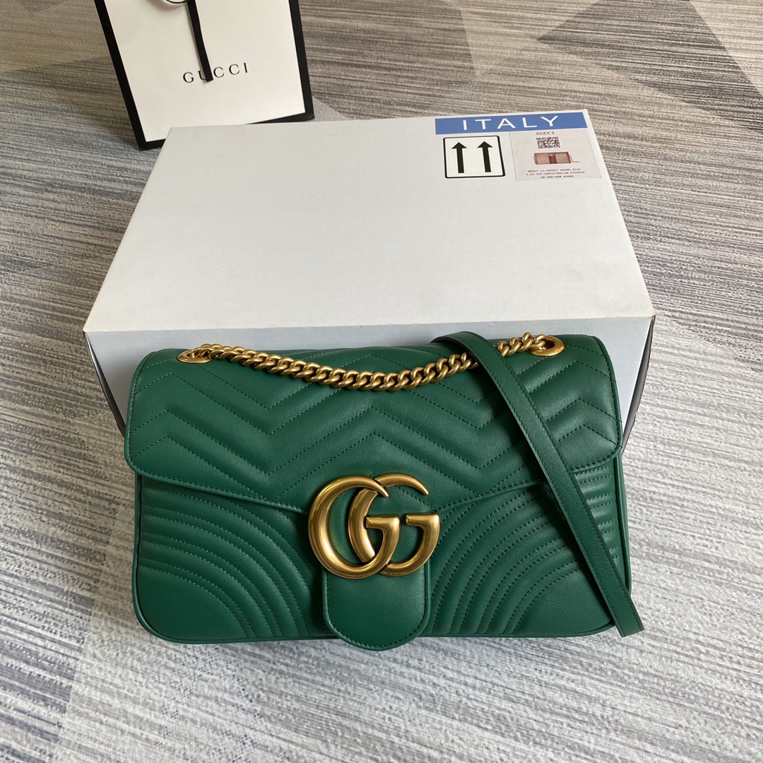 Gucci GG Marmont Medium Matelasse  Shoulder Bag 443496 Green